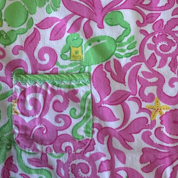 LILLY PULITZER Sea Creatures Dress Girls 3-6 Months Infant Girl Pink Green Crabs - Picture 4 of 9